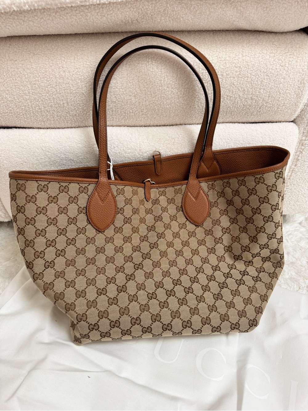 Gucci Reversible Tote Bag Brown Canvas